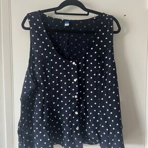 Old Navy Navy Blue Polka Dot Blouse